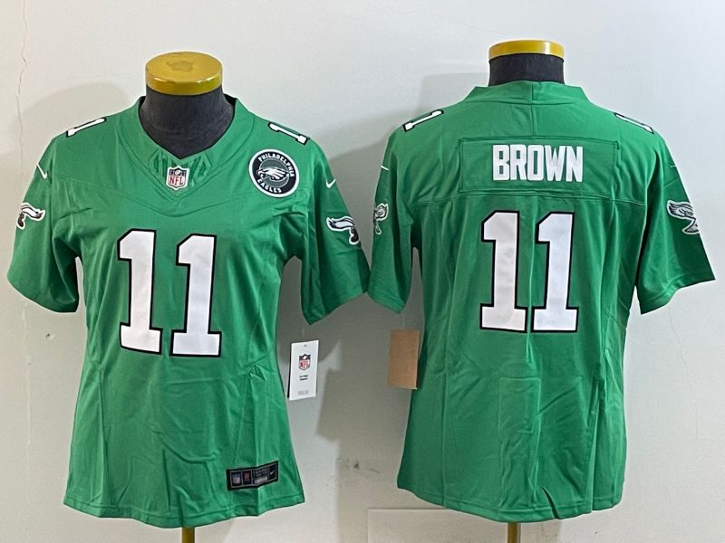 Youth Philadelphia Eagles #11 Brown Green three generations 2025 Nike Vapor Limited NFL Jersey style 4